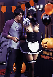 Hawke fansadox 613 Halloween house party: Morning after - Discovering that Michelle has been left tied up in a closet, he makes a deal with her to clean the house